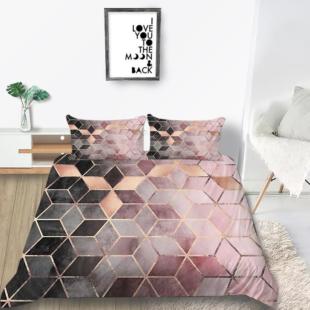 Diamond Sweet Pink Luxury Over Printed Bedding Set
