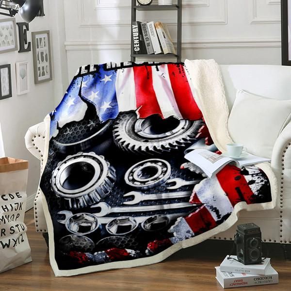 Diesel Mechanic Sherpa Fleece Blanket