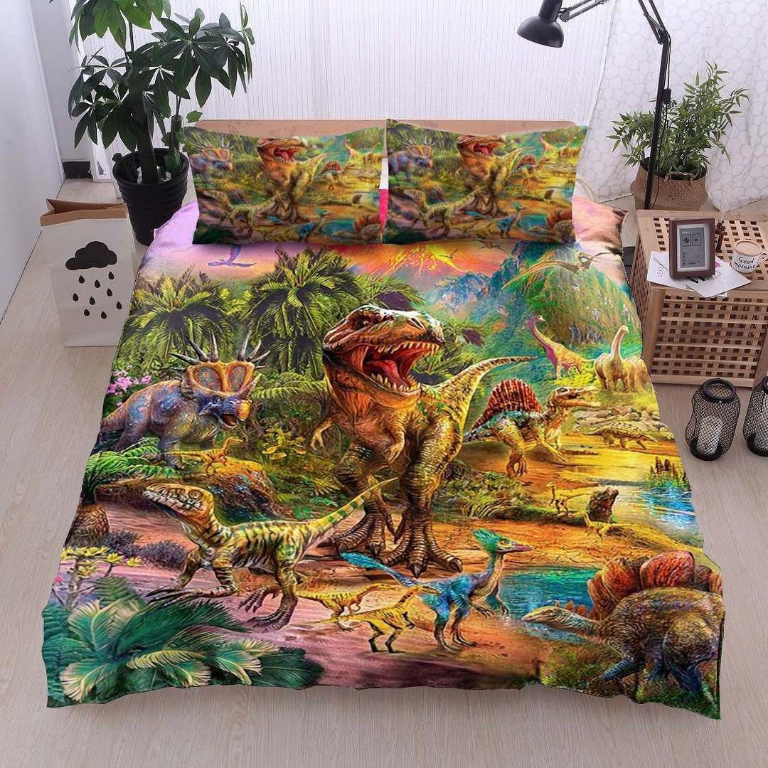 Dinasour Twin Queen King Cotton Bed Sheets Spread Comforter Bedding Set