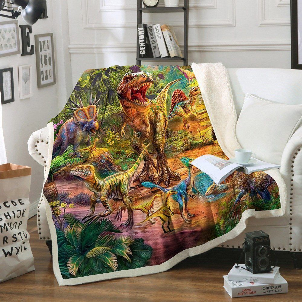Dinasour Sherpa Fleece Blanket