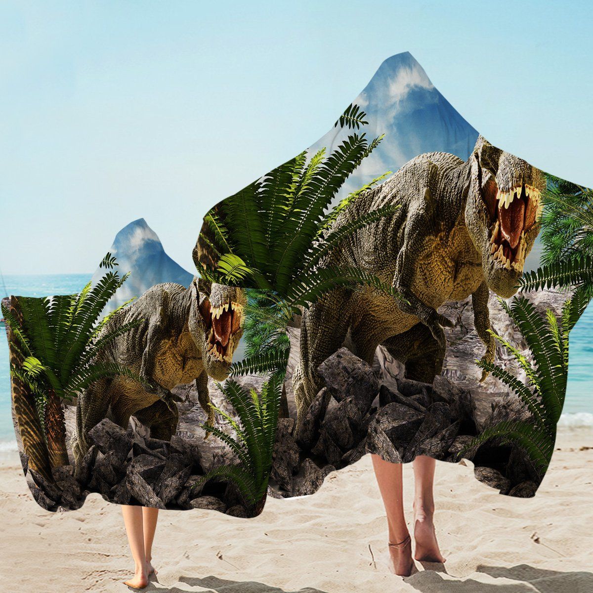 Dino Hide And Seek Printed Hooded Towel