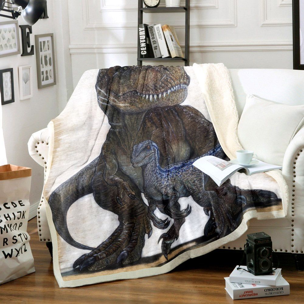 Dinosaur Sherpa Fleece Blanket