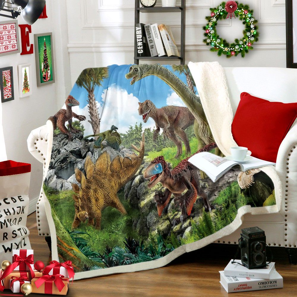 Dinosaur Sherpa Fleece Blanket