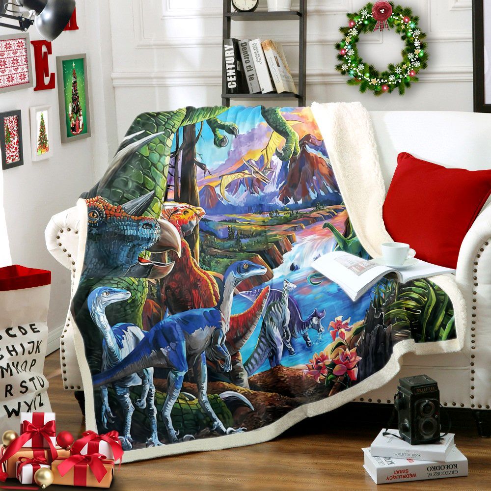 Dinosaur Sherpa Fleece Blanket