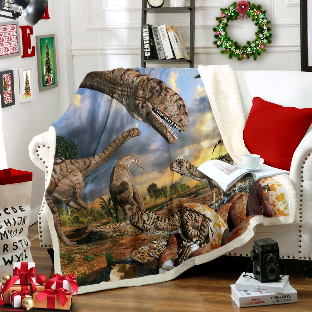 Dinosaur Sherpa Fleece Blanket