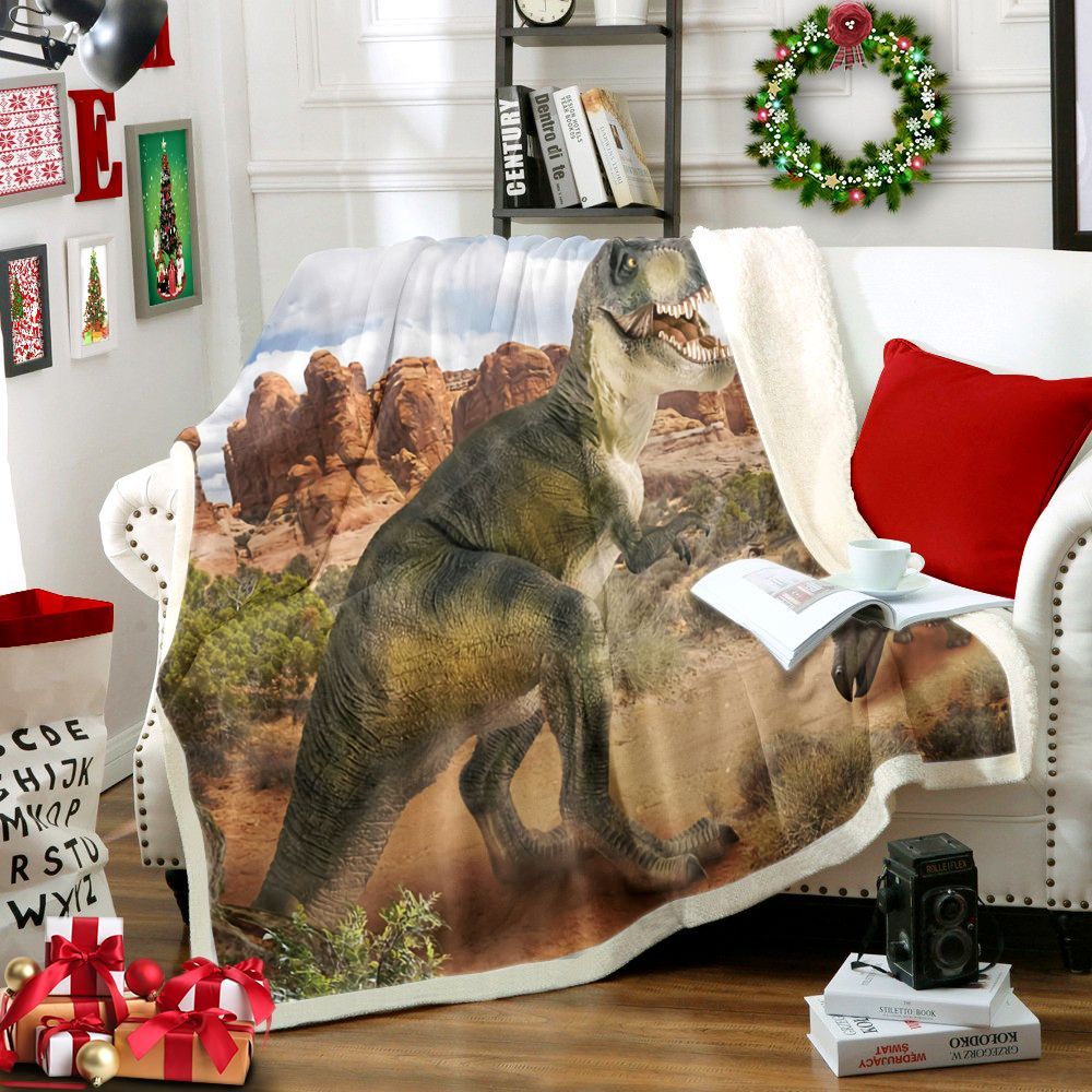 Dinosaur Sherpa Fleece Blanket