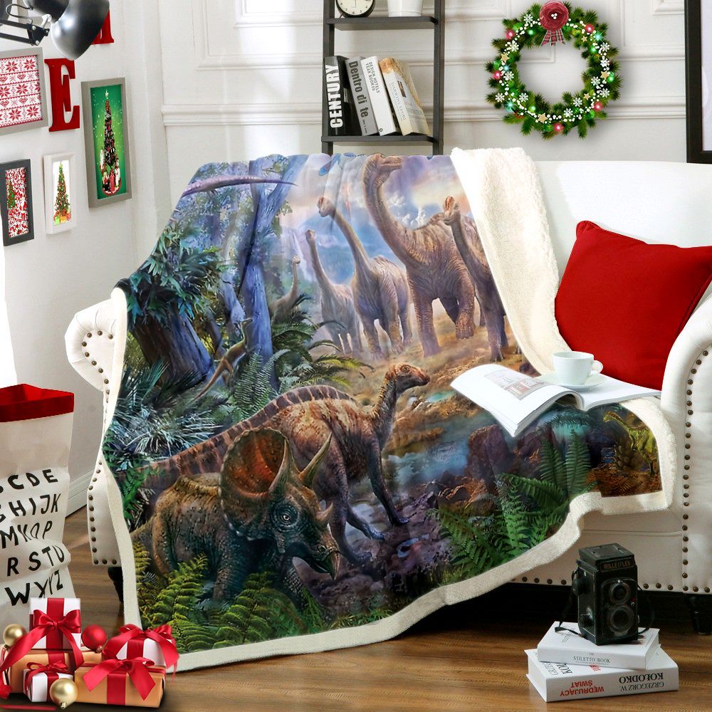 Dinosaur Sherpa Fleece Blanket