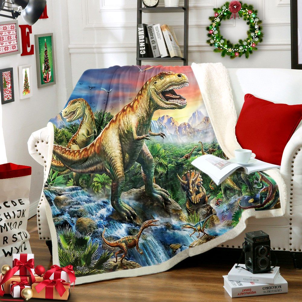 Dinosaur Sherpa Fleece Blanket