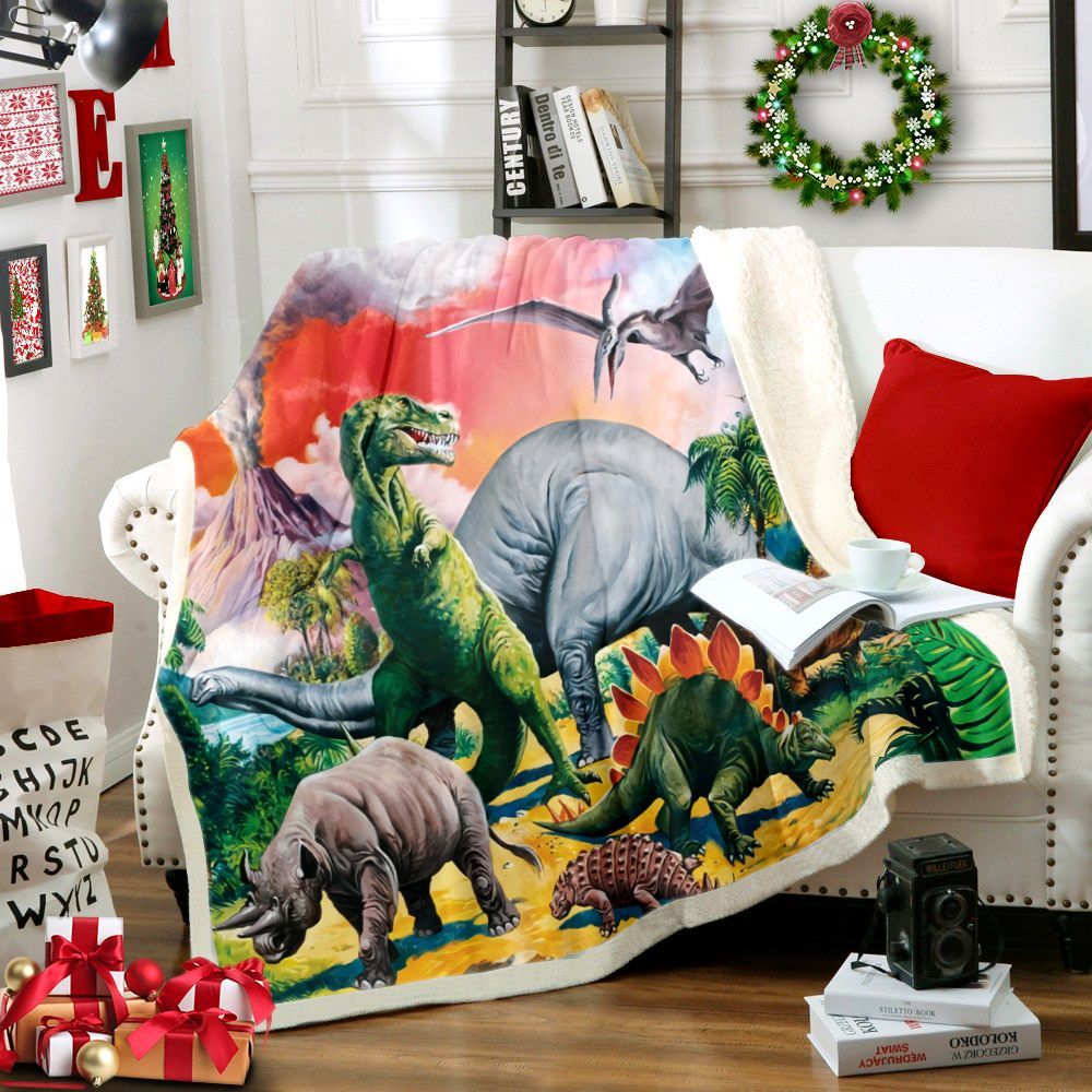 Dinosaur Sherpa Fleece Blanket