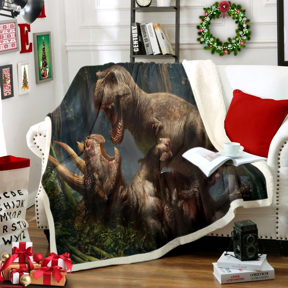 Dinosaur Sherpa Fleece Blanket