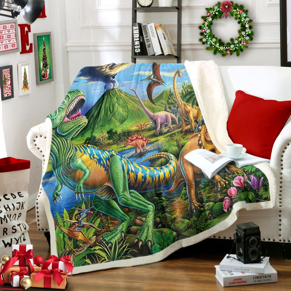 Dinosaur Sherpa Fleece Blanket