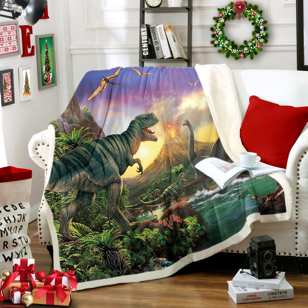 Dinosaur Sherpa Fleece Blanket