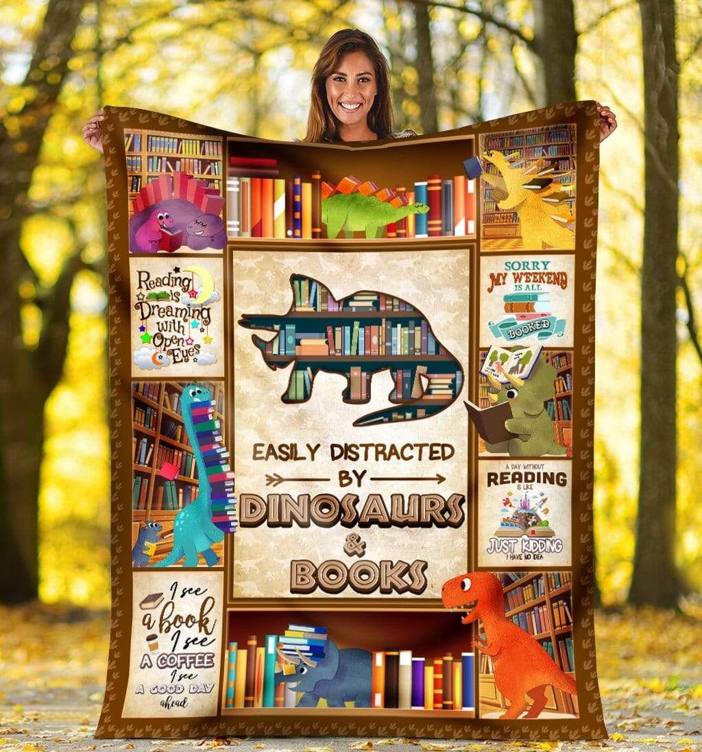 Dinosaur And Book Fleece Blanket