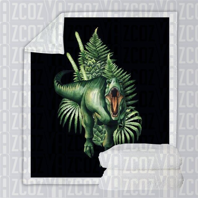 Dinosaur Attack Sherpa Fleece Blanket