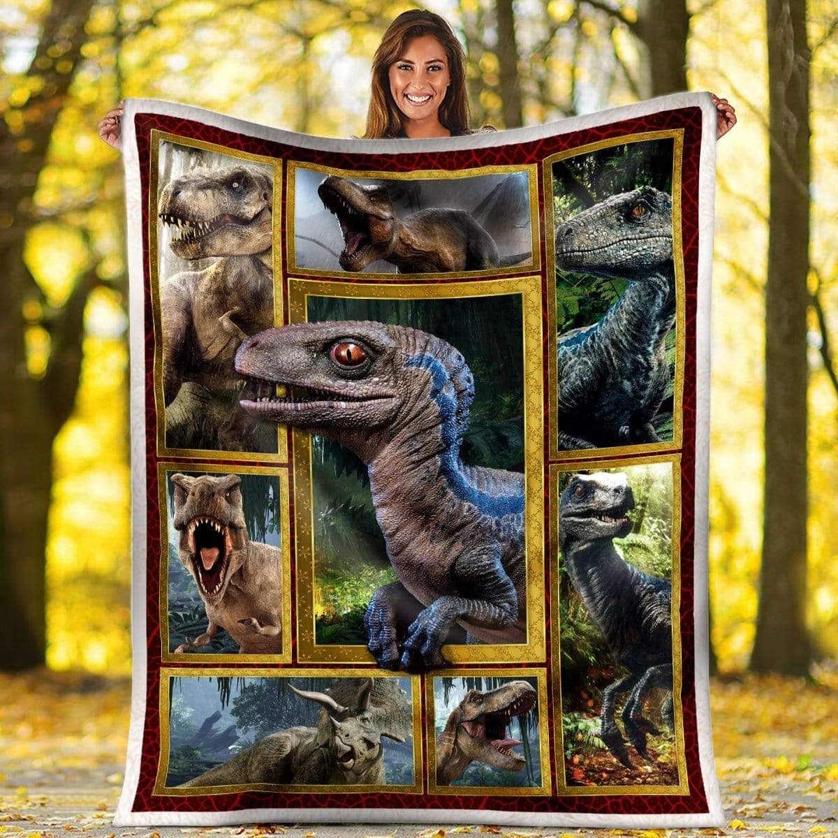 Dinosaur Blue Dino Fleece Blanket