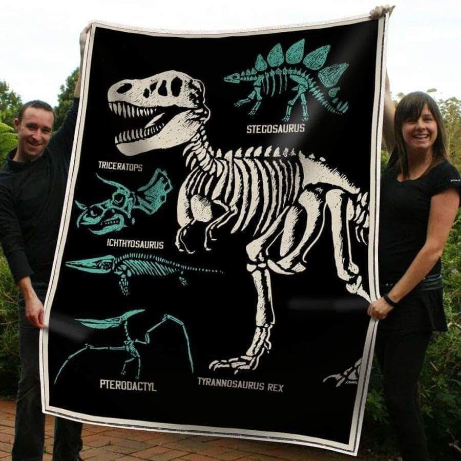 Dinosaur Bones Sherpa Fleece Blanket