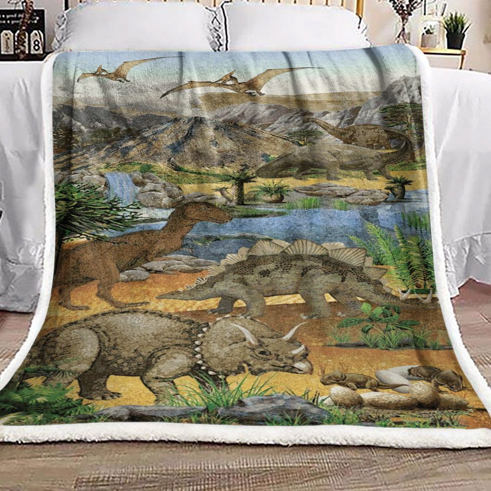 Dinosaur Sherpa Fleece Blanket