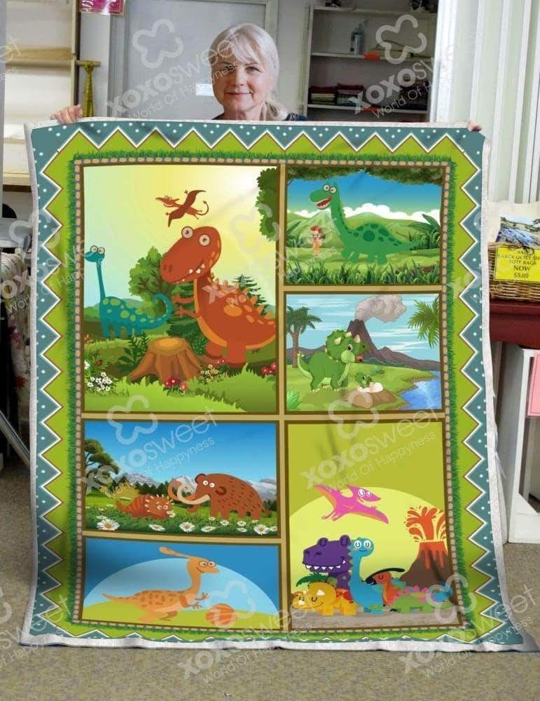 Dinosaur Cartoon Sherpa Fleece Blanket