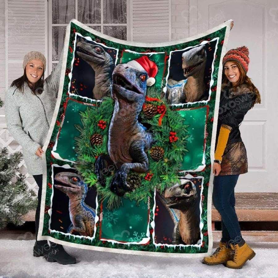 Dinosaur Christmas Sherpa Fleece Blanket