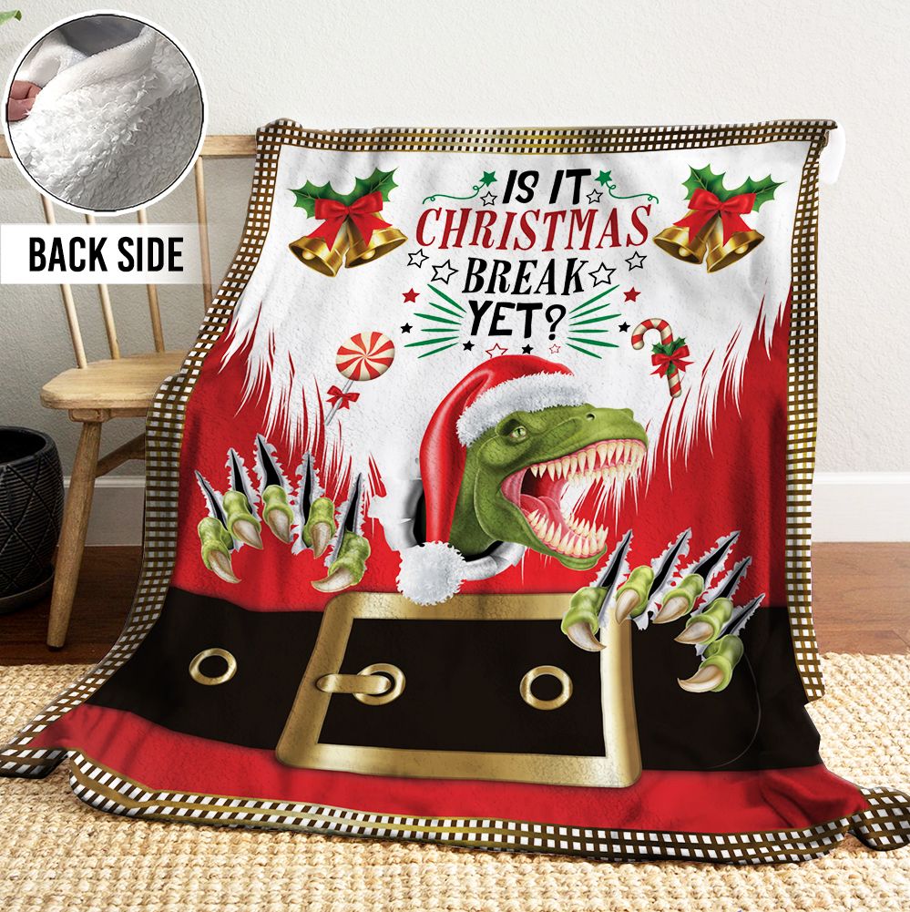 Dinosaur Christmas Sherpa Fleece Blanket