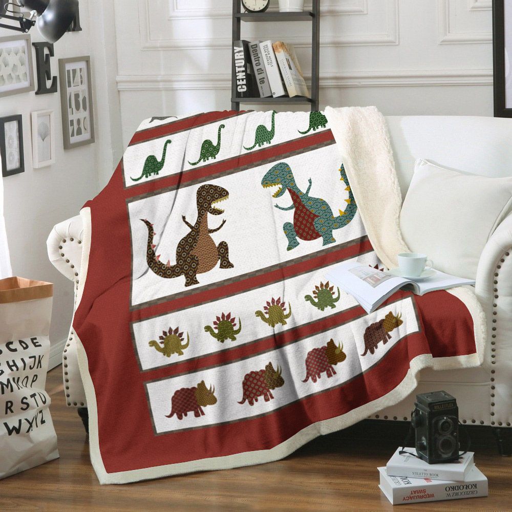 Dinosaur Sherpa Fleece Blanket