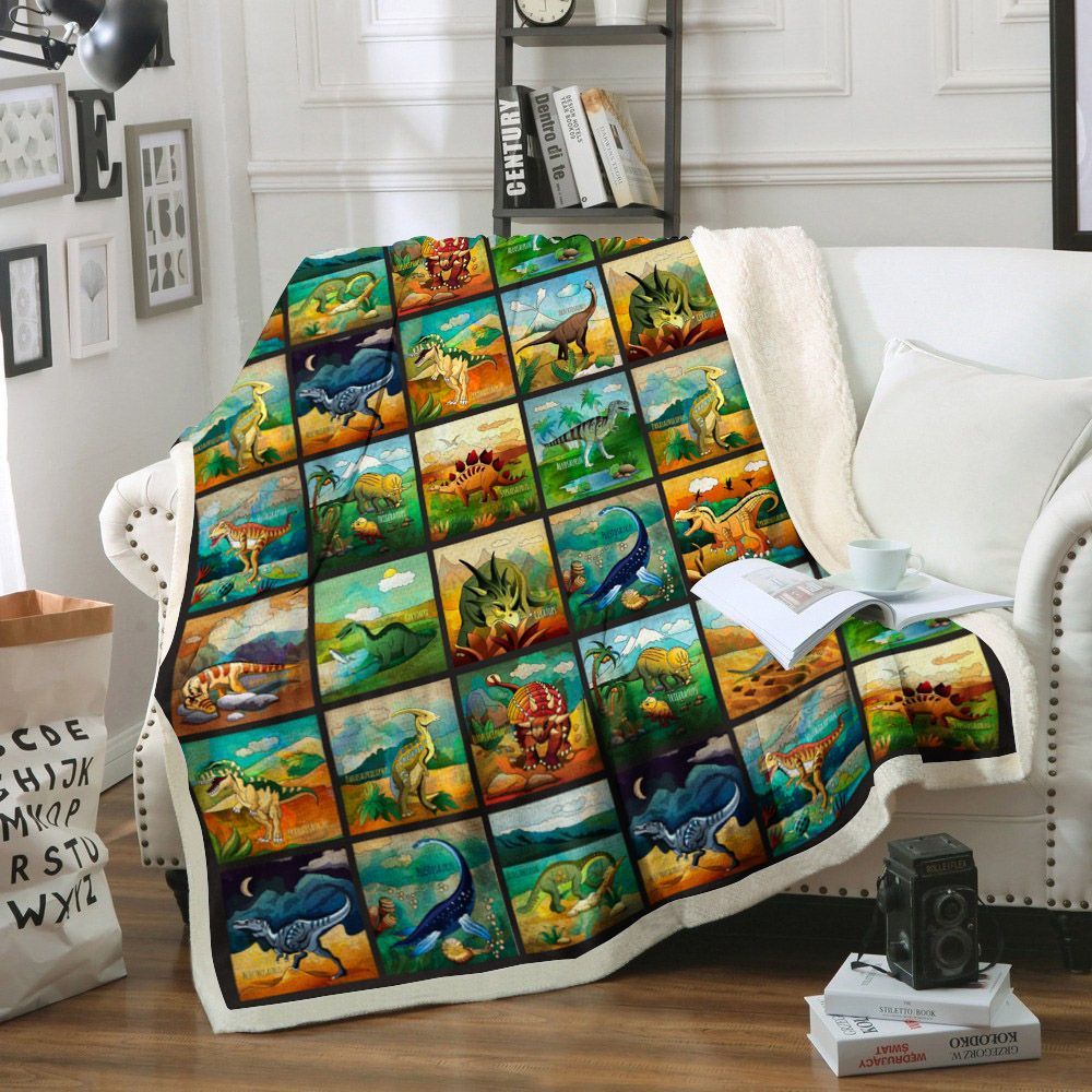 Dinosaur Sherpa Fleece Blanket