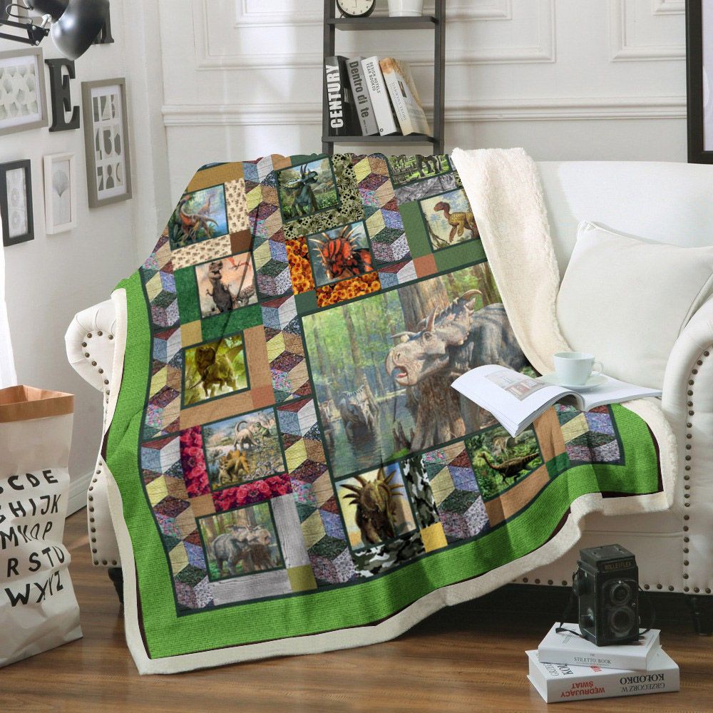 Dinosaur Sherpa Fleece Blanket