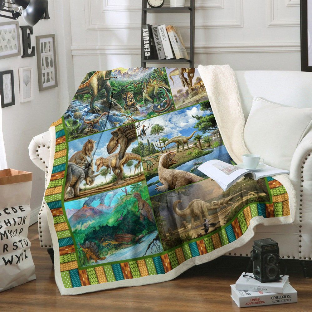 Dinosaur Sherpa Fleece Blanket