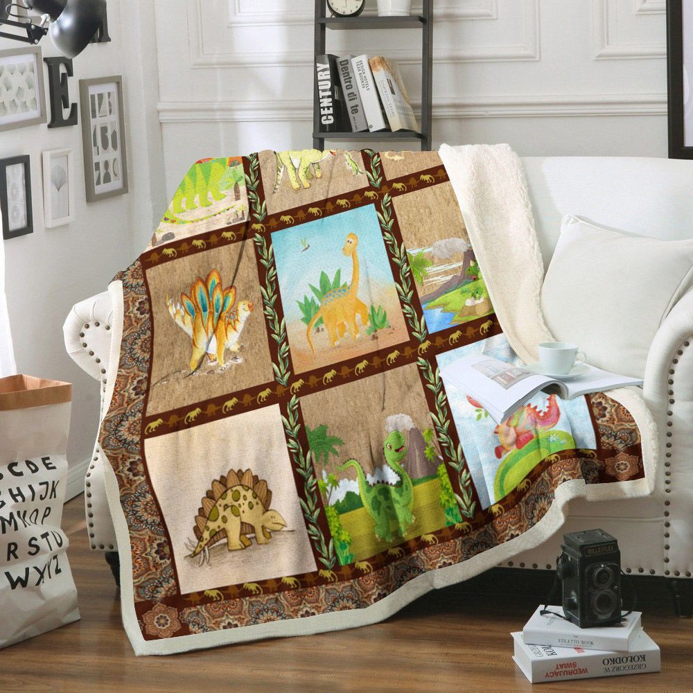 Dinosaur Sherpa Fleece Blanket