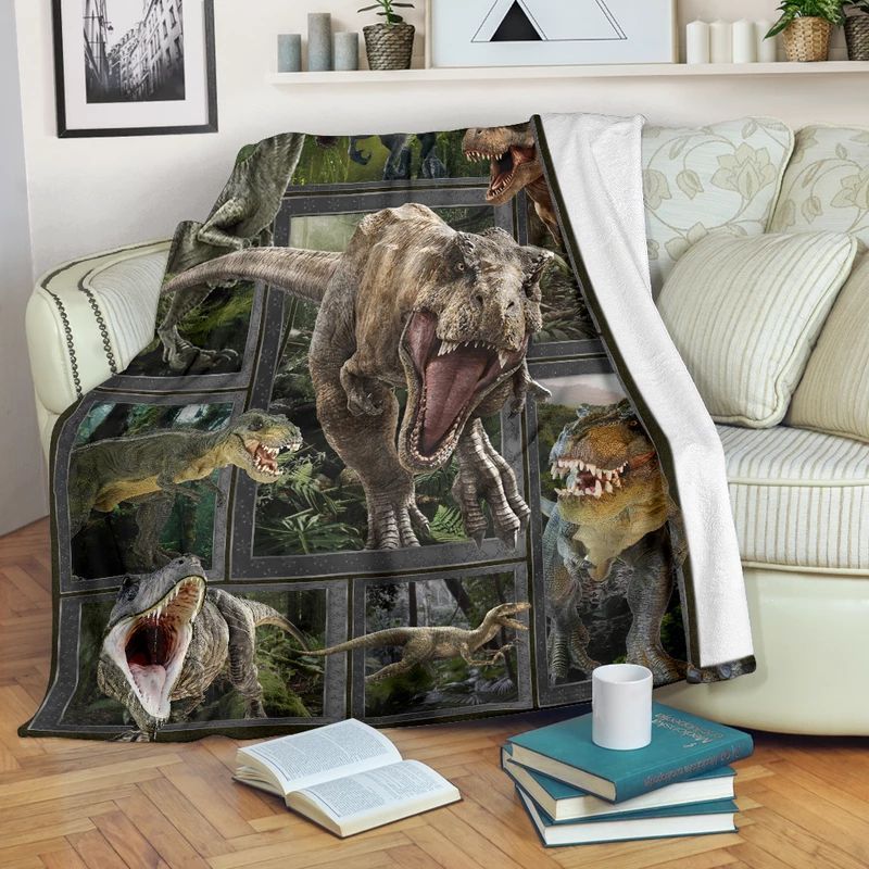 Dinosaur Sherpa Fleece Blanket