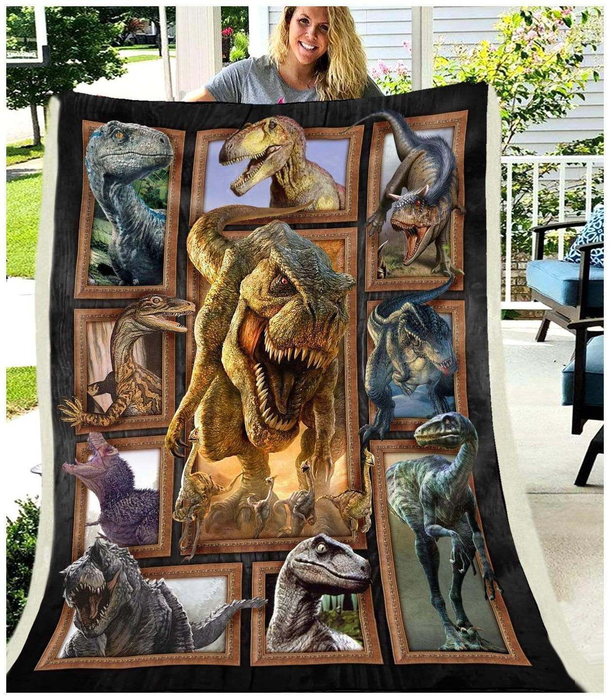 Dinosaur Sherpa Fleece Blanket
