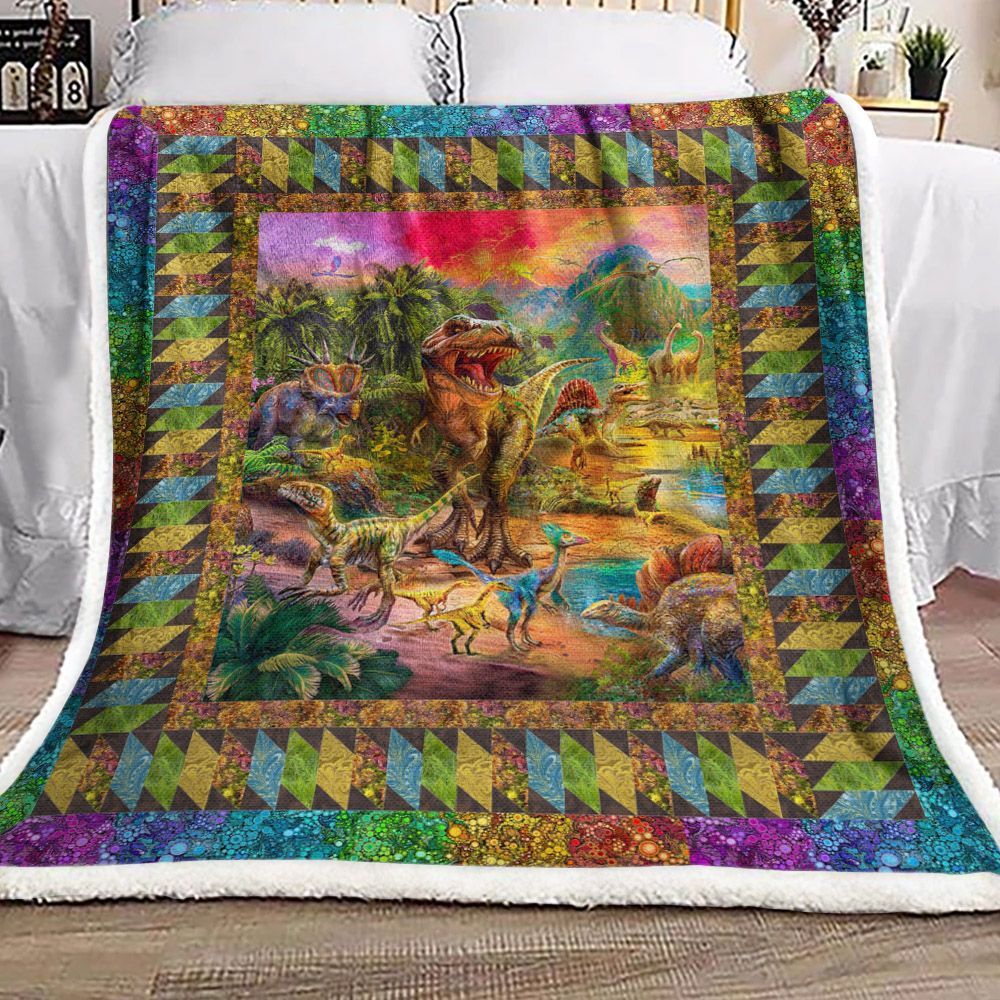 Dinosaur Sherpa Fleece Blanket
