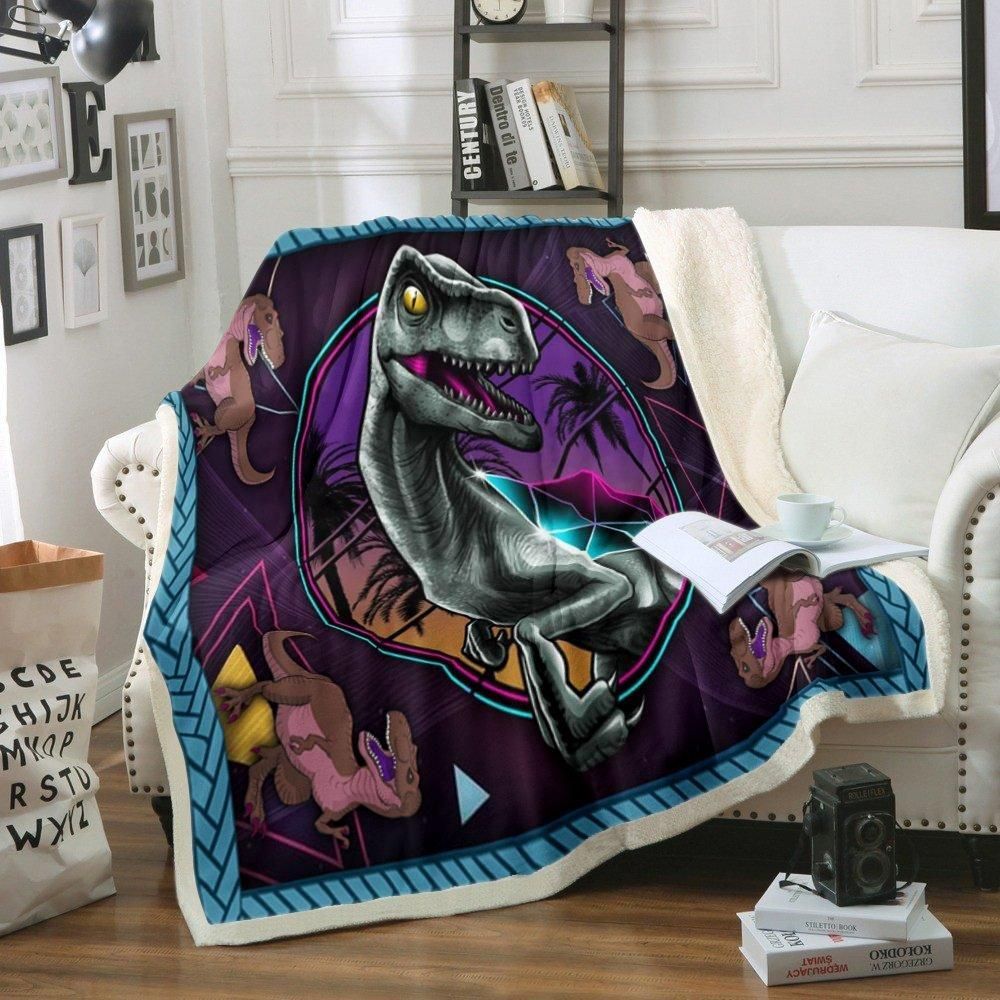 Dinosaur Sherpa Fleece Blanket