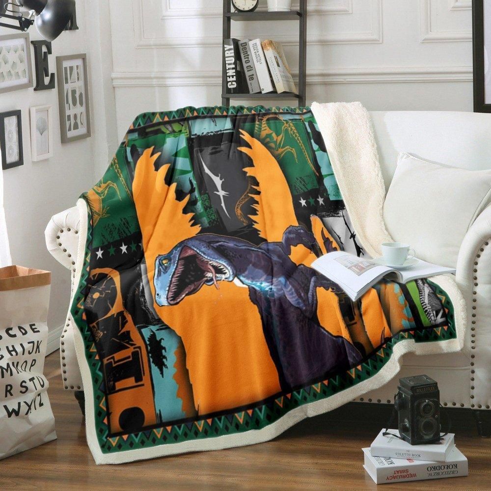Dinosaur Sherpa Fleece Blanket