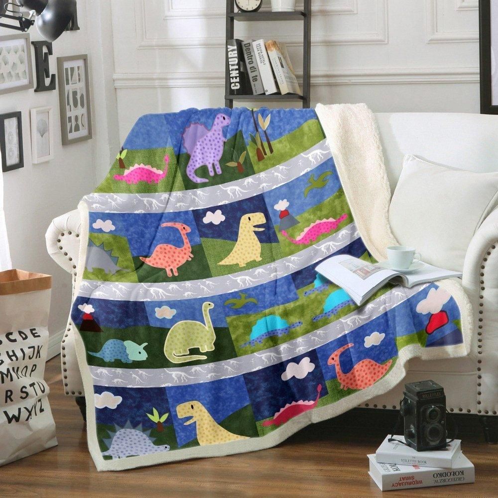 Dinosaur Sherpa Fleece Blanket