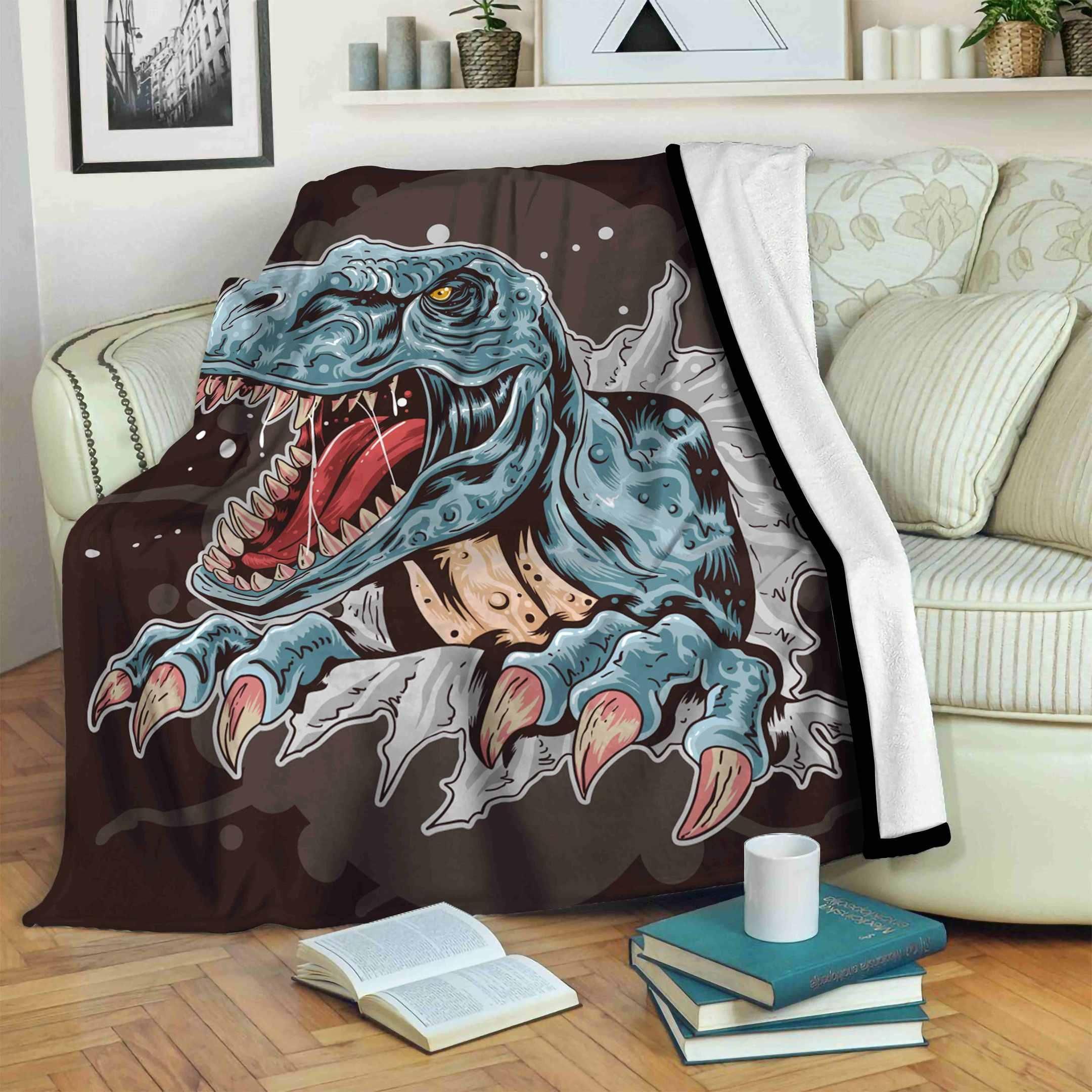 Dinosaur Sherpa Fleece Blanket