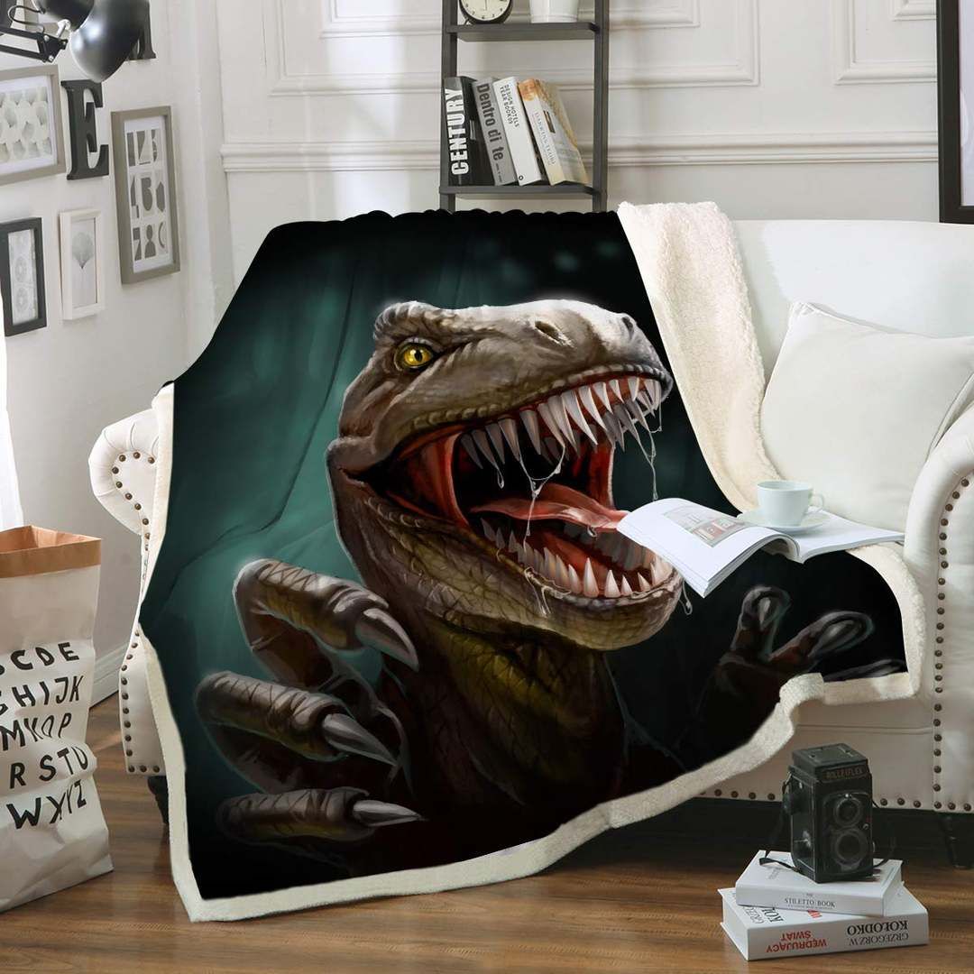 Dinosaur Sherpa Fleece Blanket