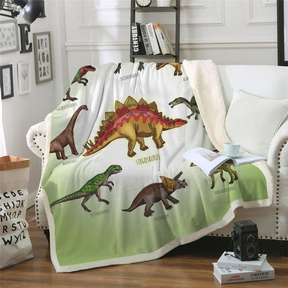 Dinosaur Sherpa Fleece Blanket