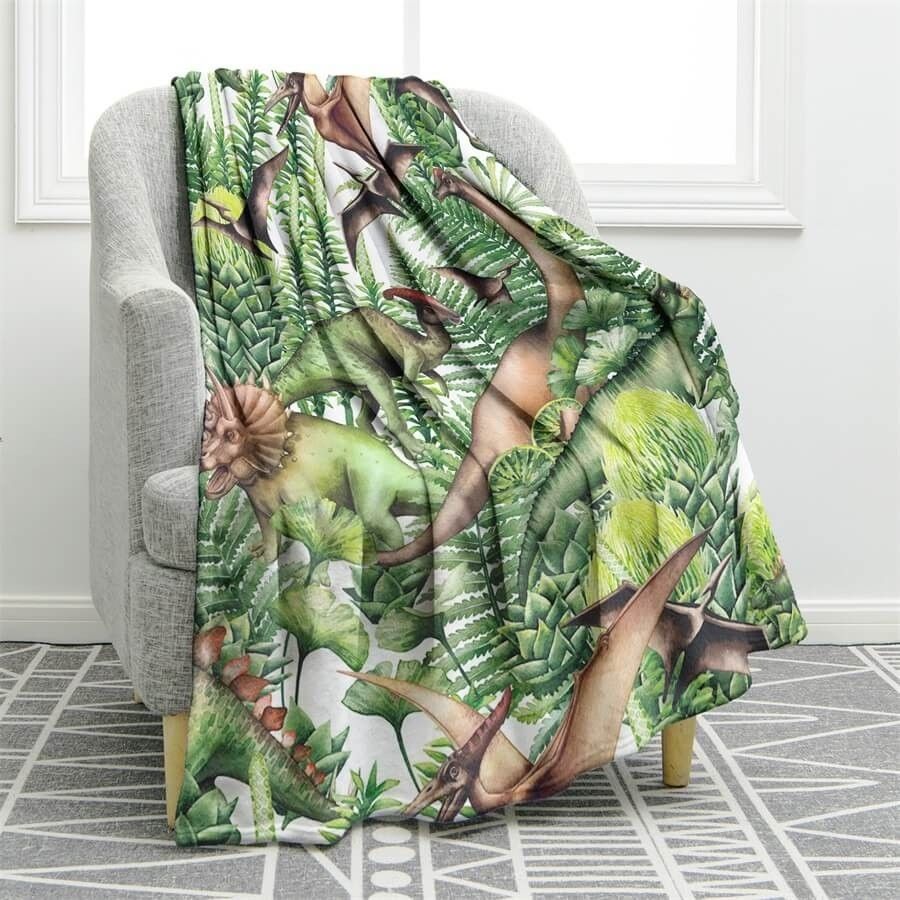 Dinosaur Sherpa Fleece Blanket
