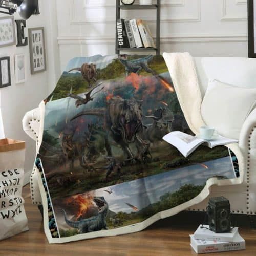 Dinosaur Sherpa Fleece Blanket