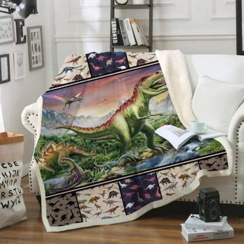 Dinosaur Sherpa Fleece Blanket