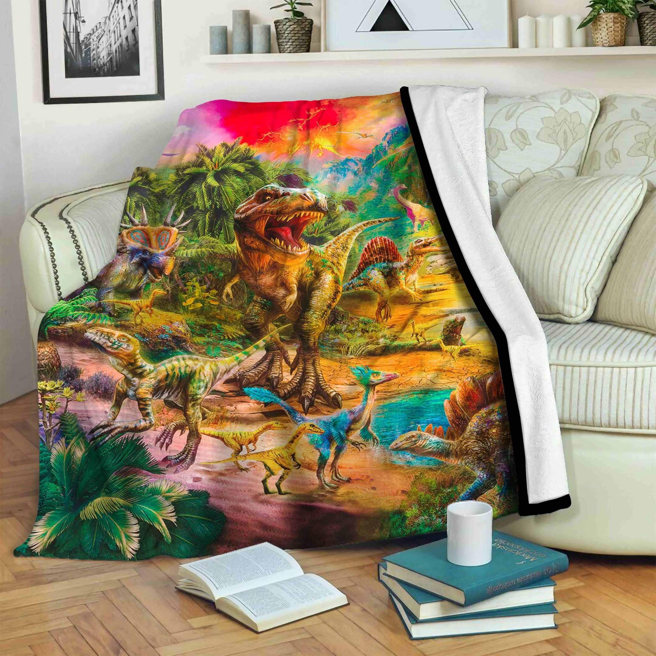 Dinosaur Sherpa Fleece Blanket