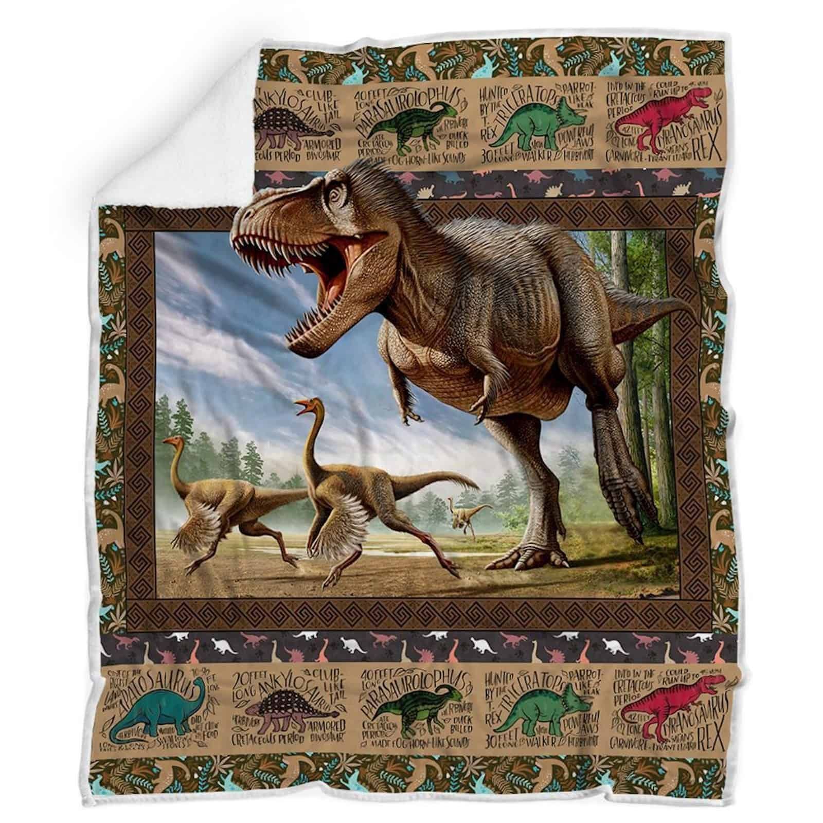 Dinosaur Sherpa Fleece Blanket