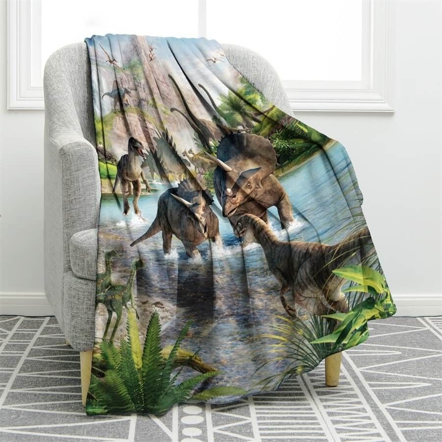 Dinosaur Sherpa Fleece Blanket