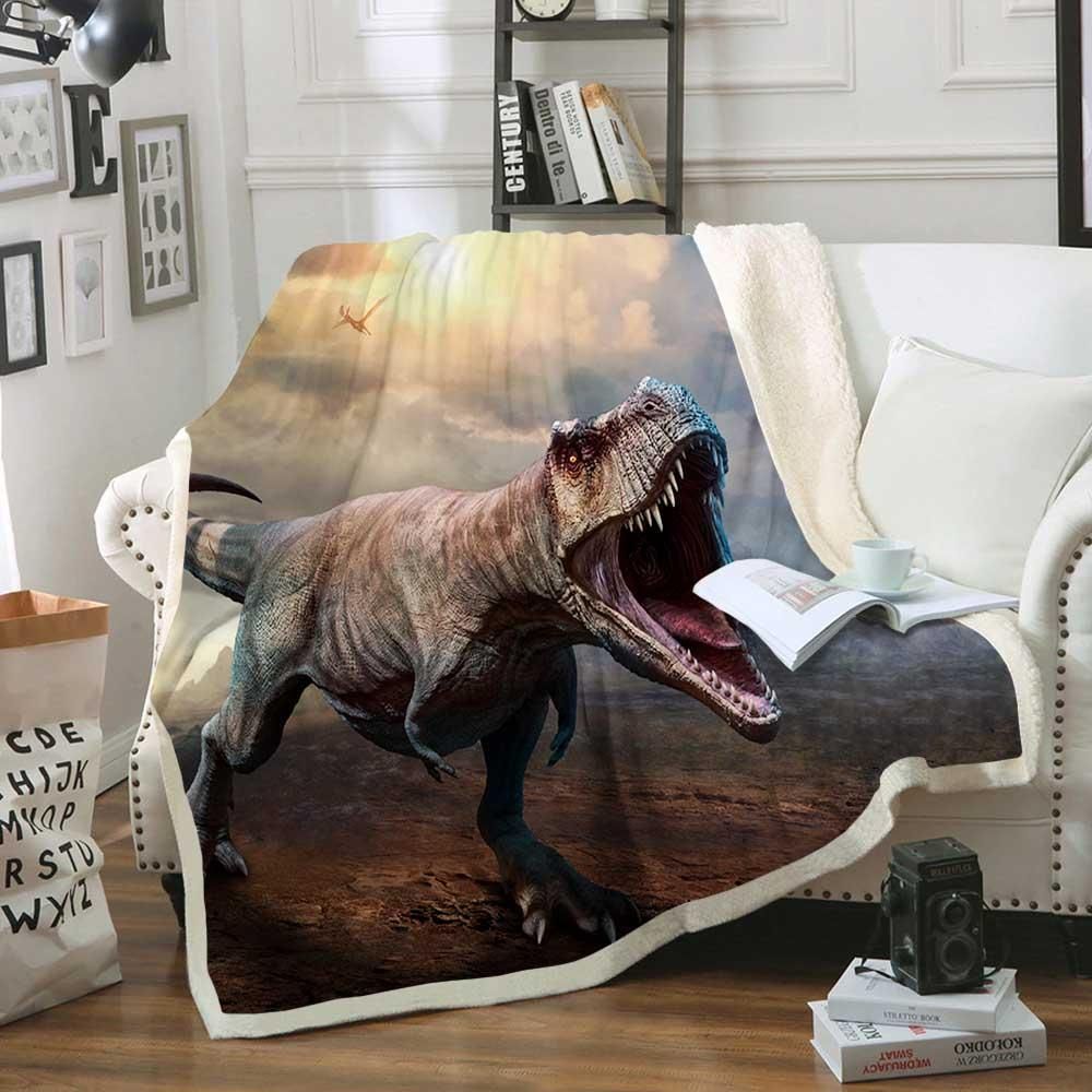 Dinosaur Sherpa Fleece Blanket
