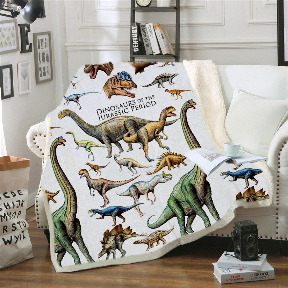 Dinosaur Sherpa Fleece Blanket