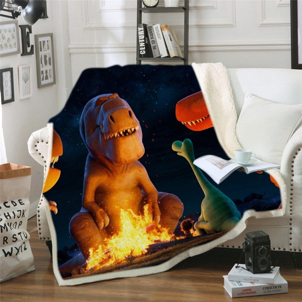 Dinosaur Sherpa Fleece Blanket