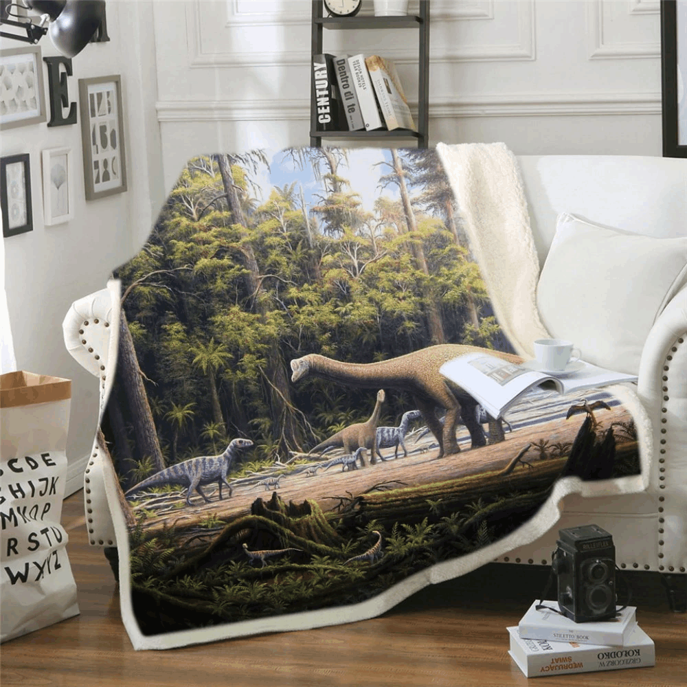 Dinosaur Sherpa Fleece Blanket