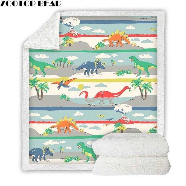 Dinosaur Sherpa Fleece Blanket