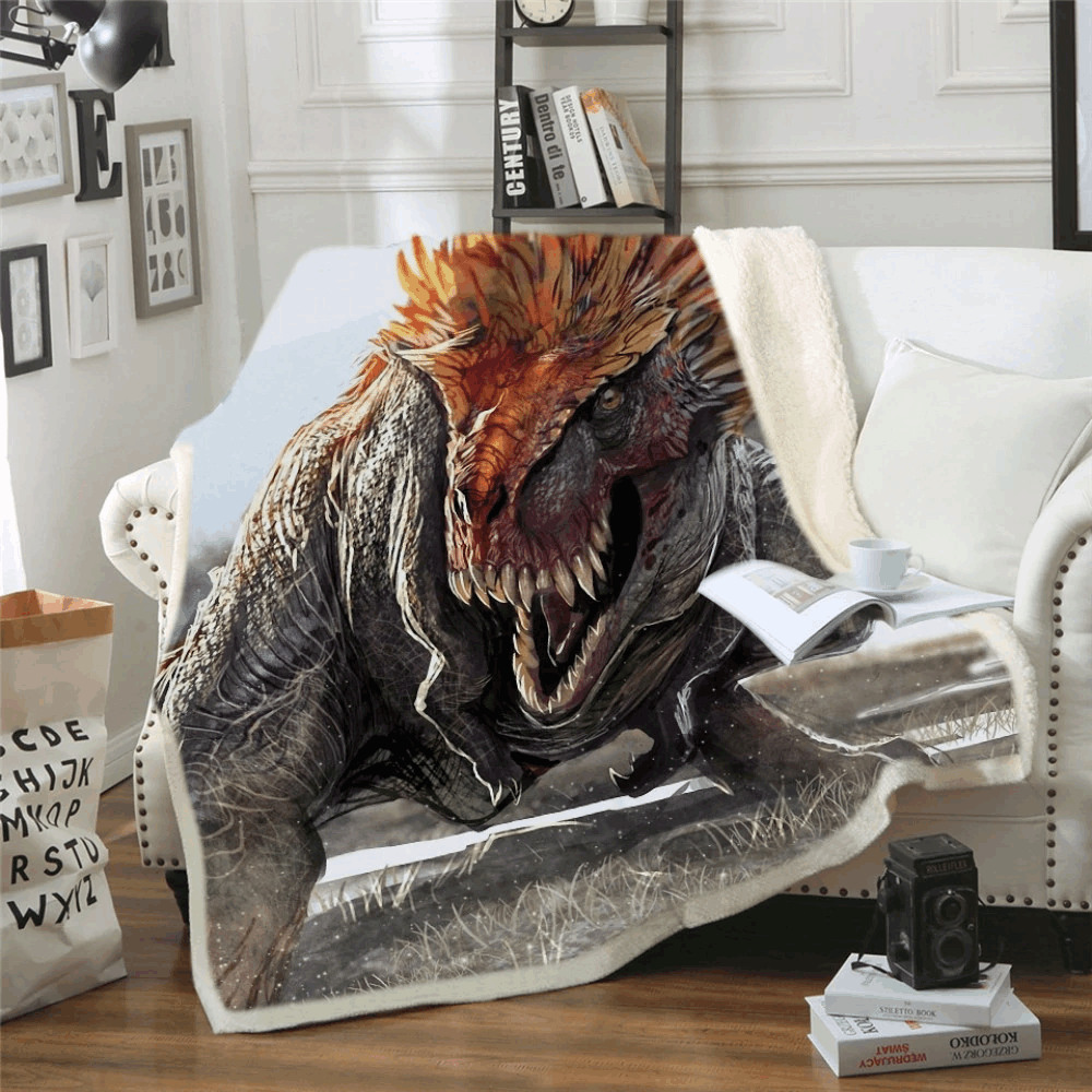 Dinosaur Sherpa Fleece Blanket